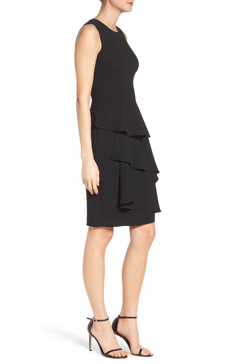 Eliza J Ella Ruffle Cascade Crepe Sheath Dress, Alternate, color,