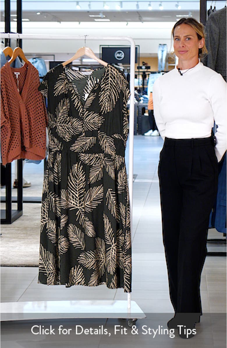 Palmer Leaf Print Midi Dress, sales video thumbnail