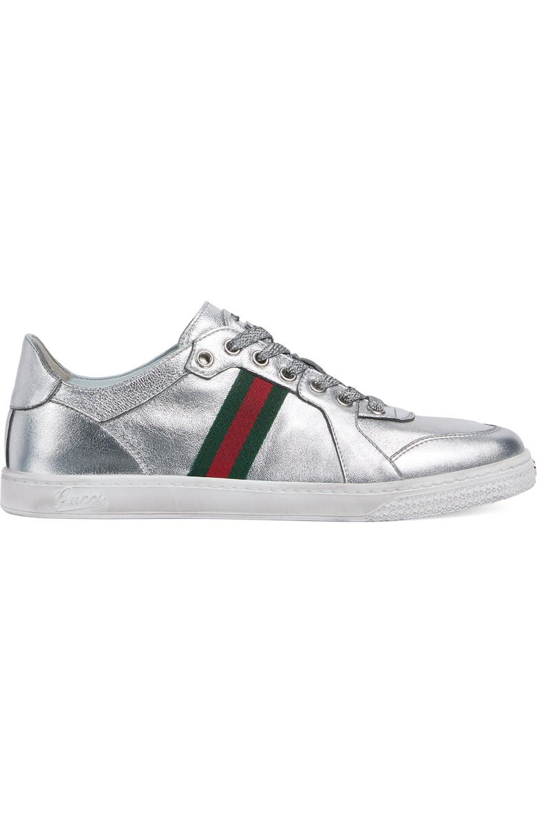 Gucci Coda Low Top Sneaker, Alternate, color, Silver Metallic