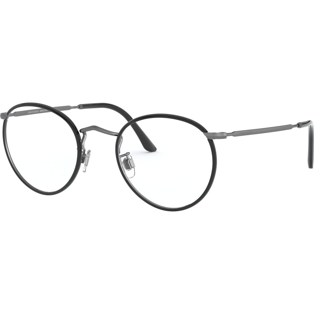 Giorgio Armani 49mm Round Optical Glasses In Metallic