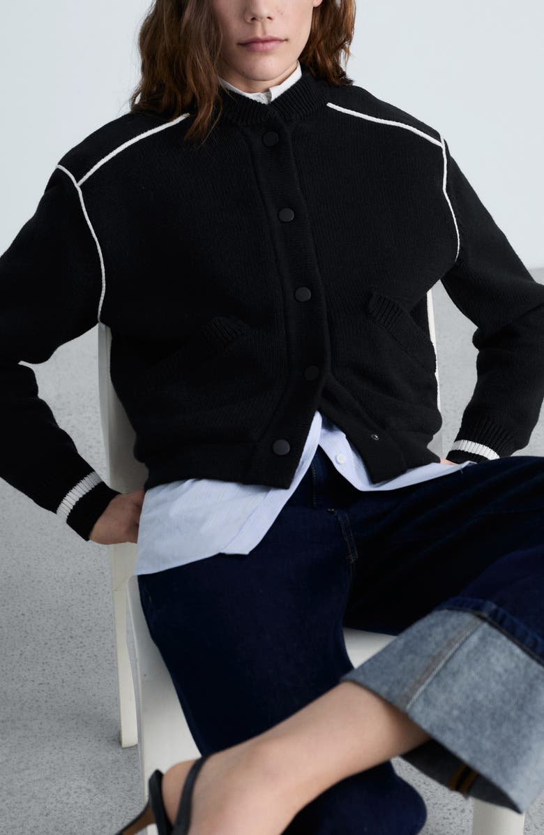 MANGO Cotton Blend Knit Bomber Jacket, Alternate, color, 