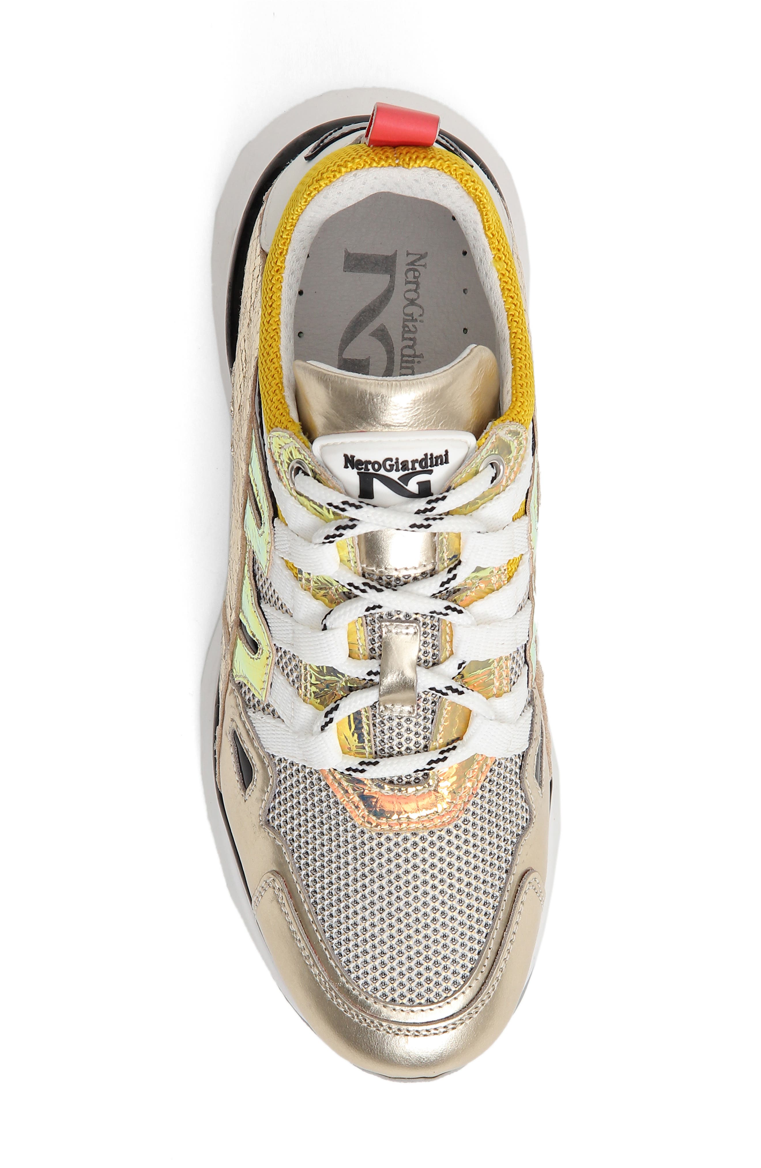 NeroGiardini Metallic Platform Sneaker, Alternate, color, 