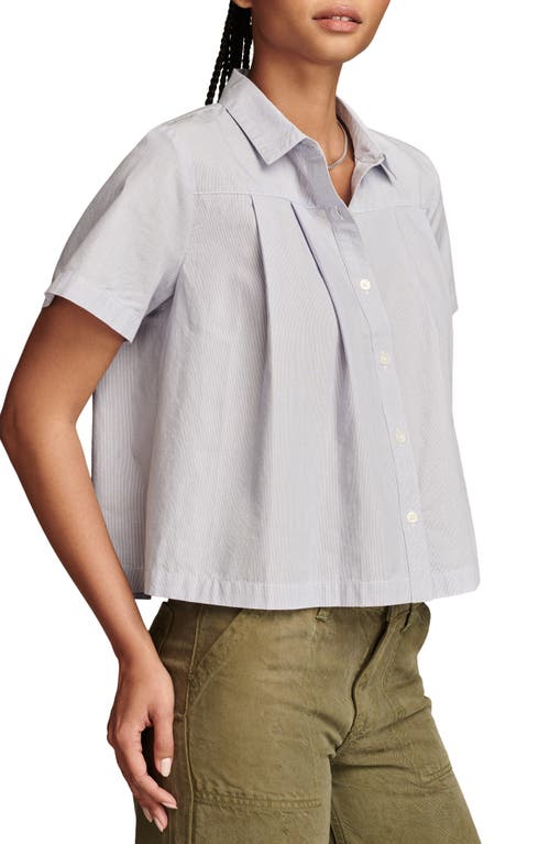 Lucky Brand Stripe Short Sleeve Cotton Poplin Button-up Shirt