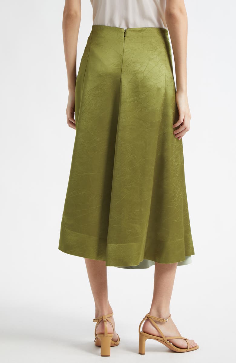 Vince Asymmetric Pleat Satin Skirt, Alternate, color, Herbaria