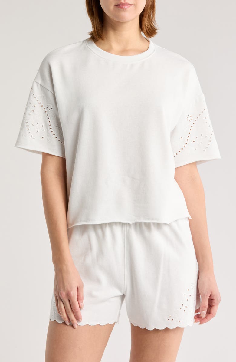 Splendid Raylee Eyelet Sweatshirt, Main, color, Paper