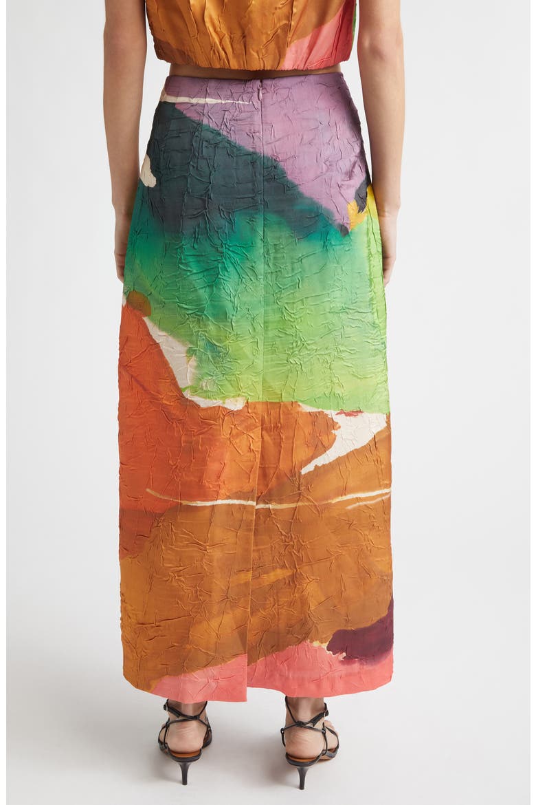 x Helen Frankenthaler Inez Crinkled Satin Pencil Skirt, Alternate, color, NATURE ABHORS A VACUUM