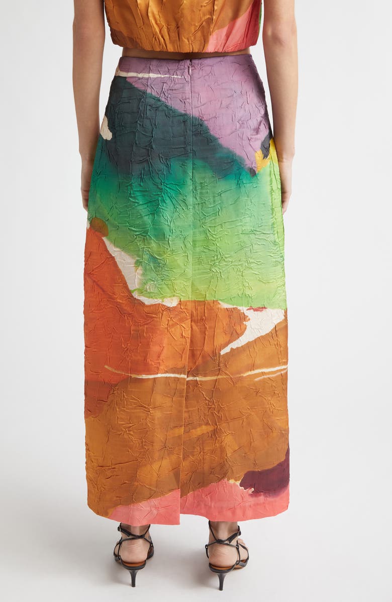 Ulla Johnson x Helen Frankenthaler Inez Crinkled Satin Pencil Skirt, Alternate, color, Nature Abhors A Vacuum