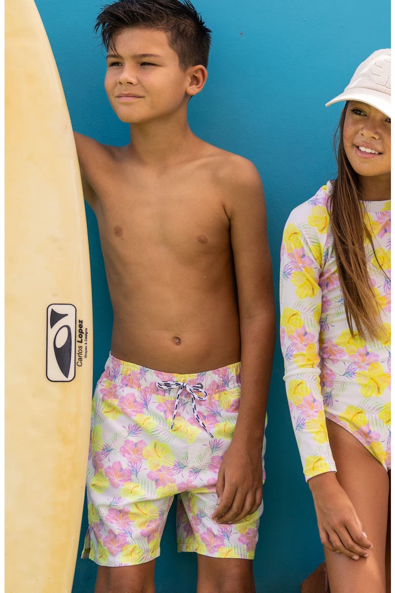 Kids' Vacay UPF 50+ Swim Trunks, Alternate, color, YELLOW MULTI