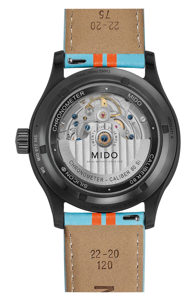 MIDO Multifort Chronometer 1 Racer Automatic Leather Strap Watch Gift Set, 42mm, Alternate, color, Blue