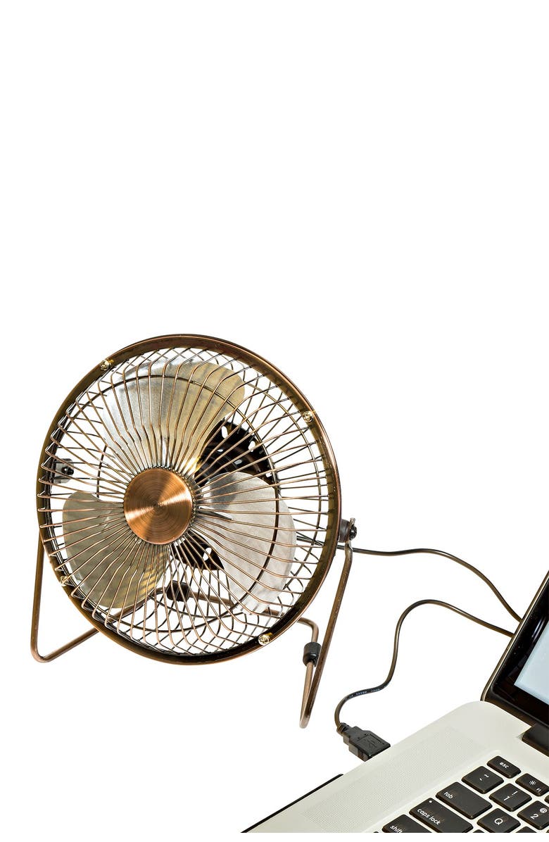 HONEY-CAN-DO Bronze USB Powered Desk Fan, Alternate, color, 