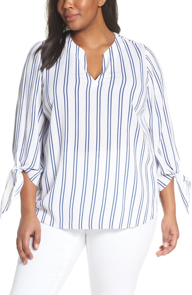MICHAEL Michael Kors KORS Michael Kors Stripe Tie Sleeve Top, Main, color,
