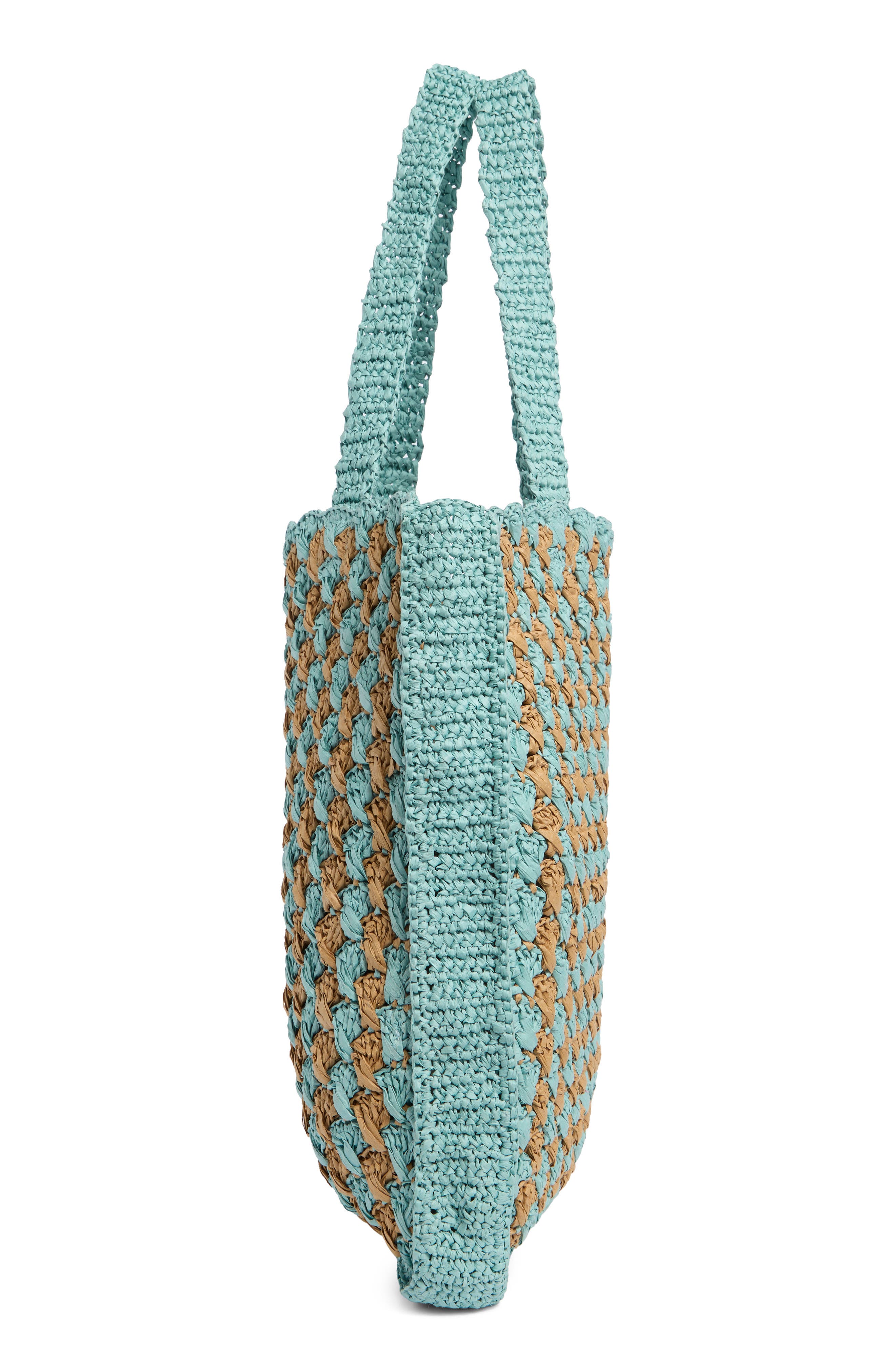 Collection XIIX Two-Tone Crochet Tote Bag, Alternate, color, Blue Multi