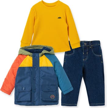 Little Me Kids' Car Colorblock Jacket, Shirt & Pants Set | Nordstrom