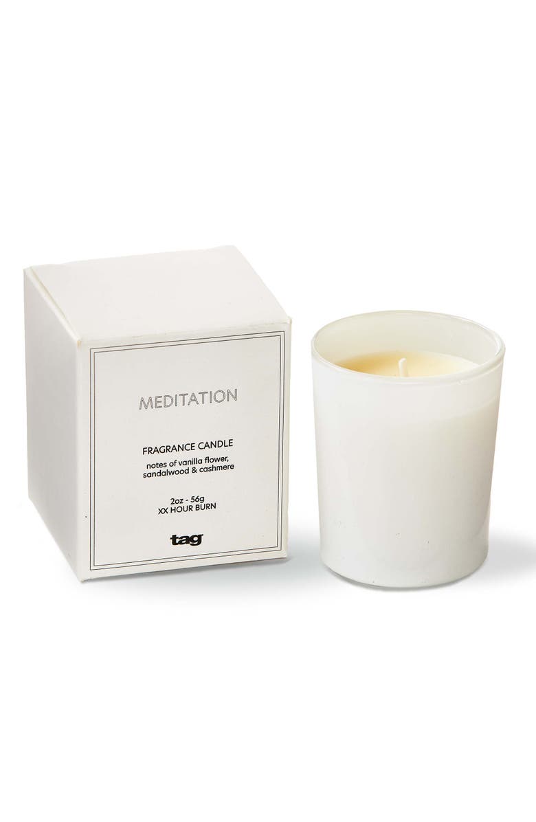 tag Meditation Votive Candle Scented White Flame Everyday Use, Main, color, White