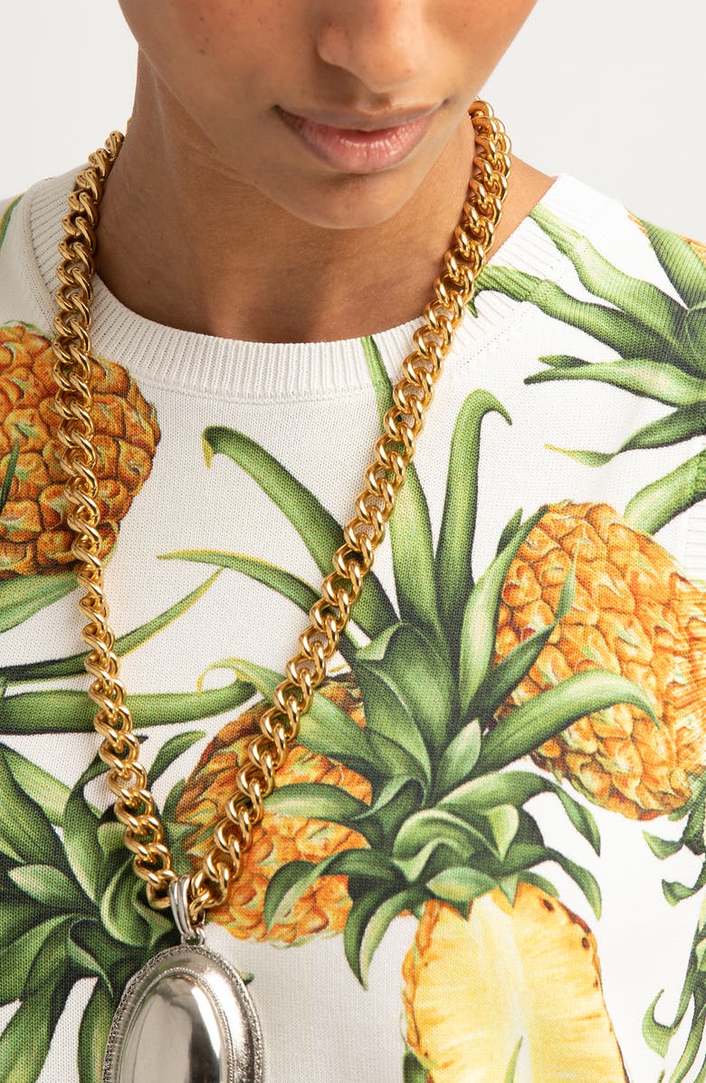 Oscar de la Renta Pineapple Print Tank, Alternate, color,