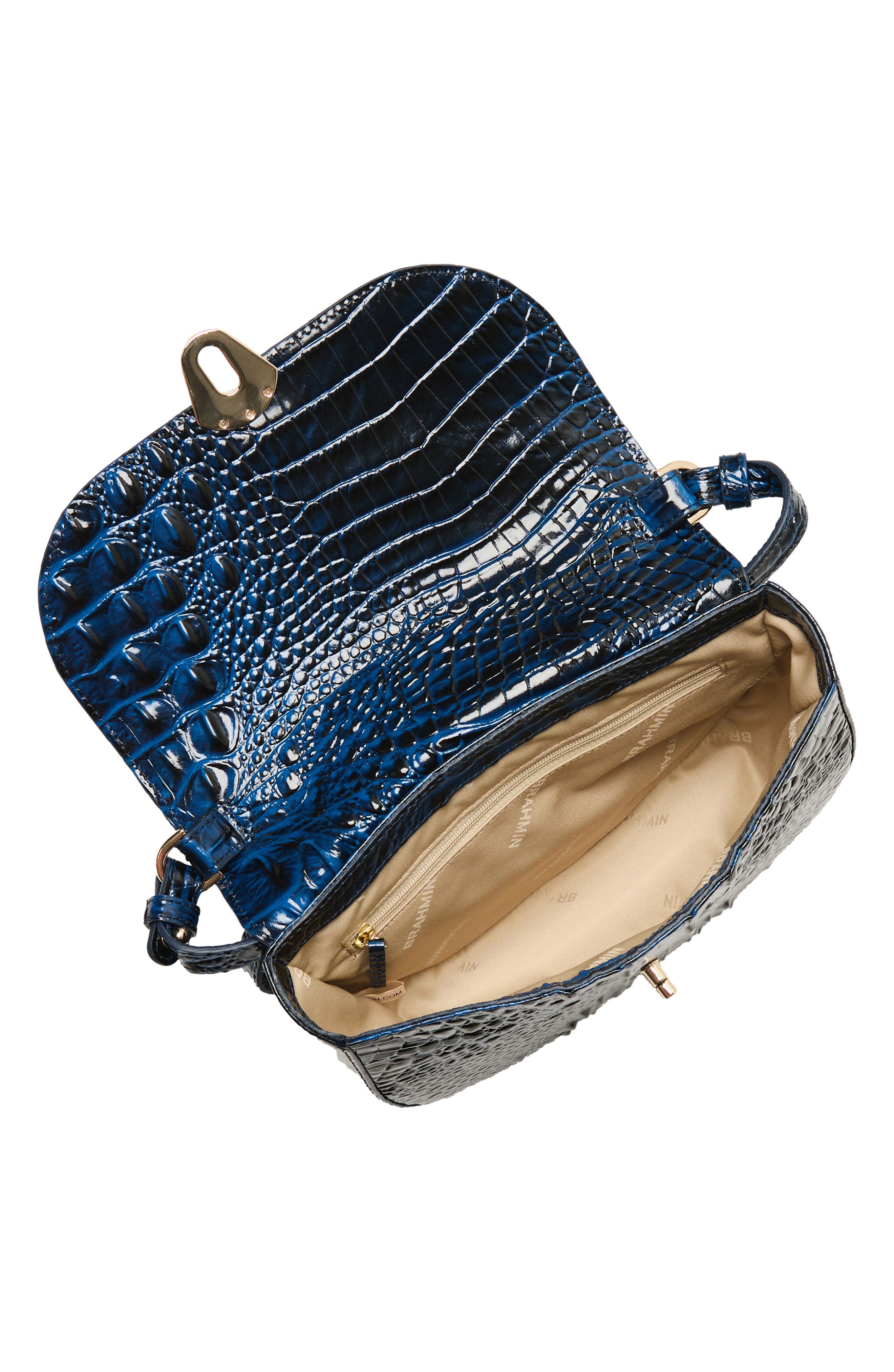 Portia Croc Embossed Leather Crossbody Bag, Alternate, color, ANCHOR