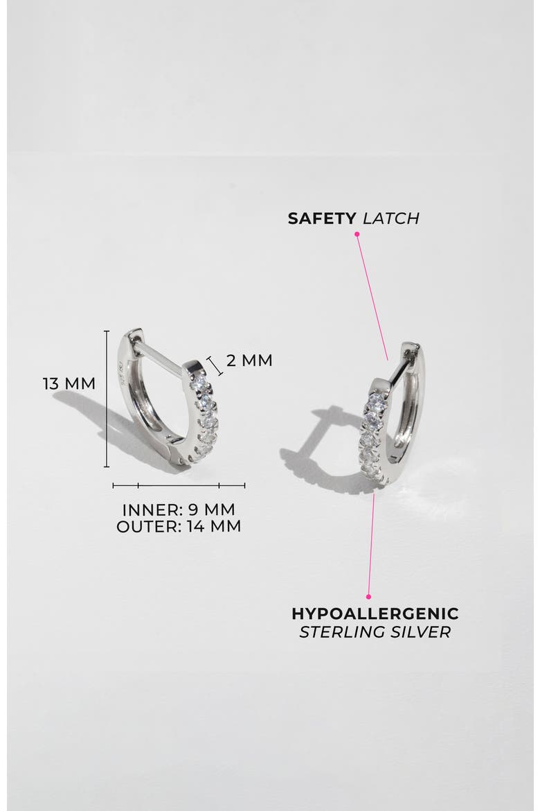 Small Multi Cubic Zirconia Huggie Earrings, Alternate, color, Silver