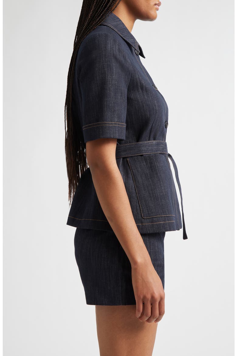 Belted Denim Jacket, Alternate, color, BLUE