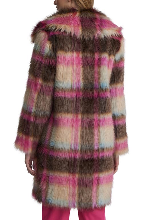 Nvlt Plaid Faux-fur Luxious Coat Jacket In Brown