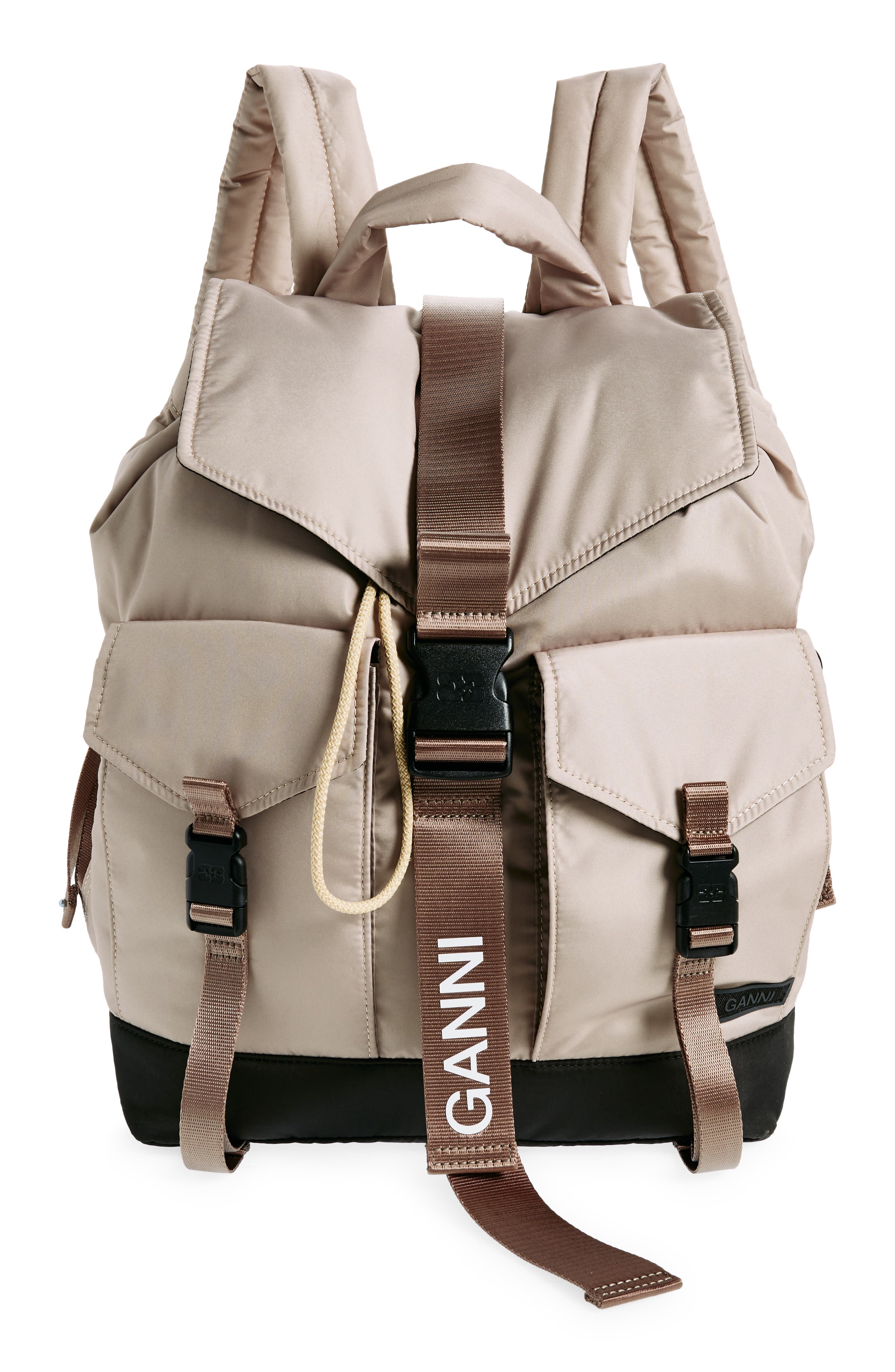 Ganni Recycled Polyester Tech Backpack, Main, color, 
