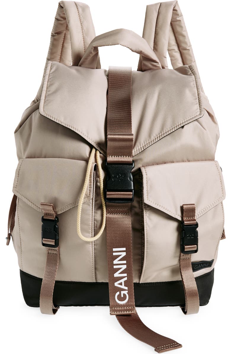 Ganni Recycled Polyester Tech Backpack, Main, color,
