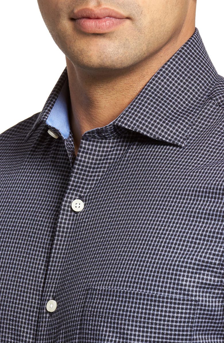 John W. Nordstrom<sup>®</sup> Nordstrom Men's Shop No-Iron Crepe Check Sport Shirt, Alternate, color,
