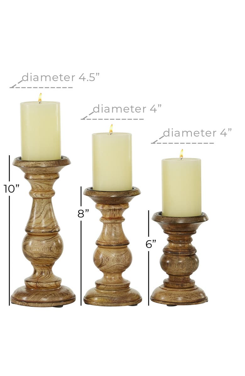 SONOMA SAGE HOME Cream Mango Wood Traditional Candle Holder with Distressed Finish - Set of 3, Alternate, color, White