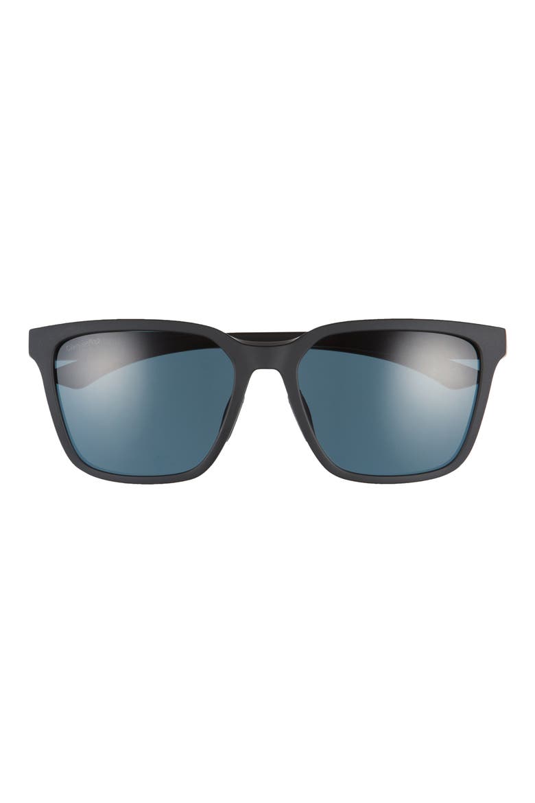 Shoutout 57mm ChromaPop™ Polarized Square Sunglasses, Main, color, MATTE BLACK / CHROMAPOP POLARIZED BLACK