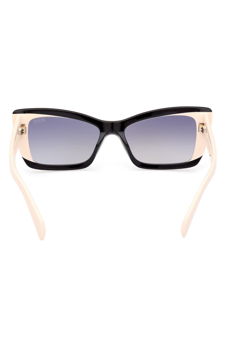 Emilio Pucci 54mm Gradient Geometric Sunglasses, Alternate, color, Black/ Other / Gradient Smoke