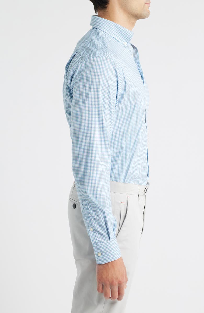 johnnie-O Koby Gingham Performance Button-Down Shirt, Alternate, color, Haze