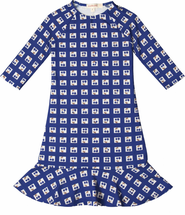 Sunburnt Checked Raglan Sleeve Flounce Hem Swim Dress