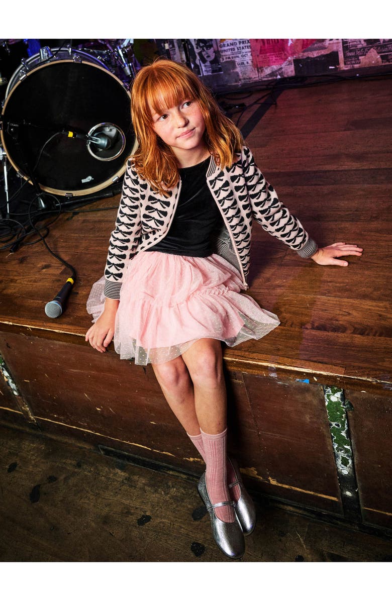 Tea Collection Zip Up Bow Cardigan, Alternate, color, Bow