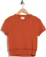 EDIT by JASON WU Short Sleeve Ruffle Hem Sweater