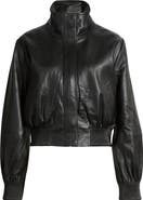 Nordstrom Funnel Neck Leather Bomber Jacket