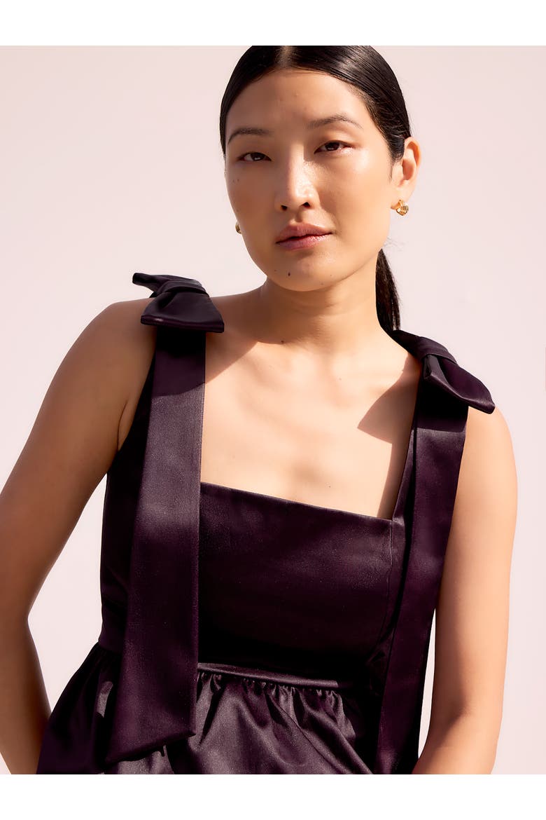 Tie Shoulder Satin Top, Alternate, color, Burgundy
