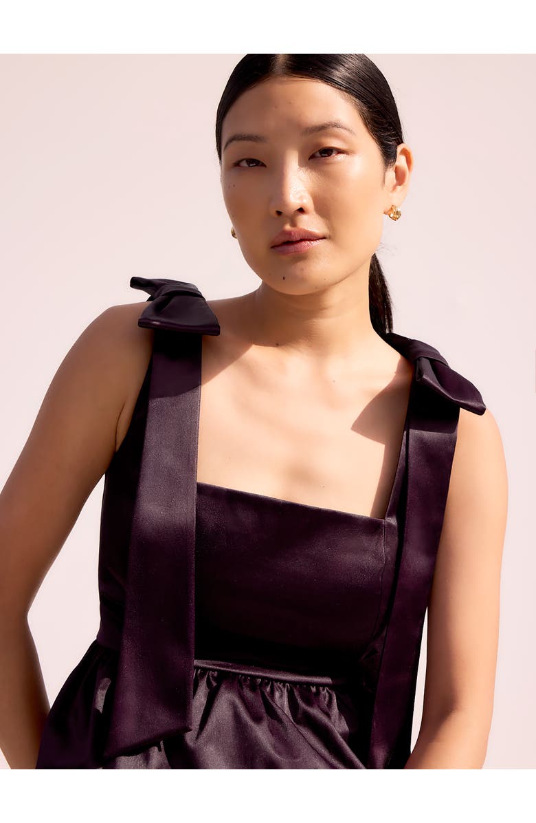 Ro&Zo Tie Shoulder Satin Top, Alternate, color, Burgundy