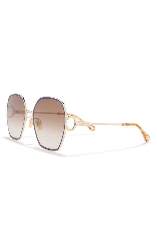 Chloé 61mm Gradient Geometric Sunglasses In Gold