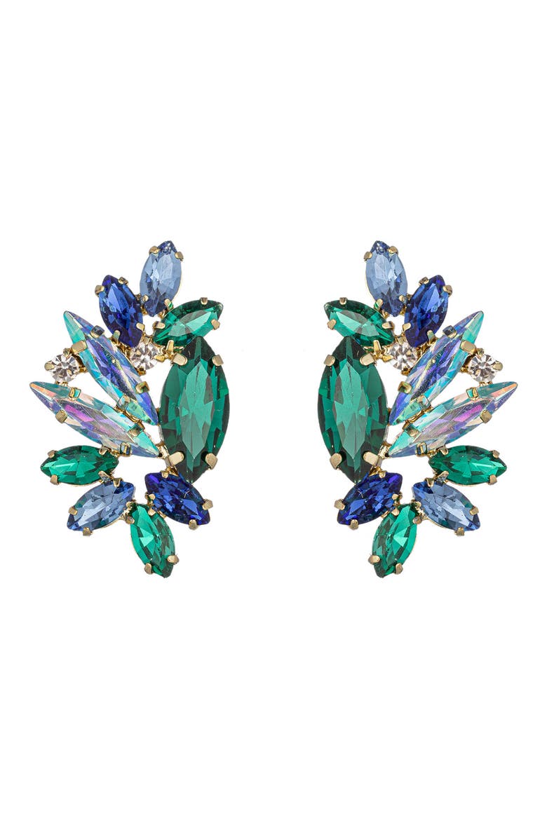 Gold-Tone Gala Statement Earrings, Main, color, GREEN