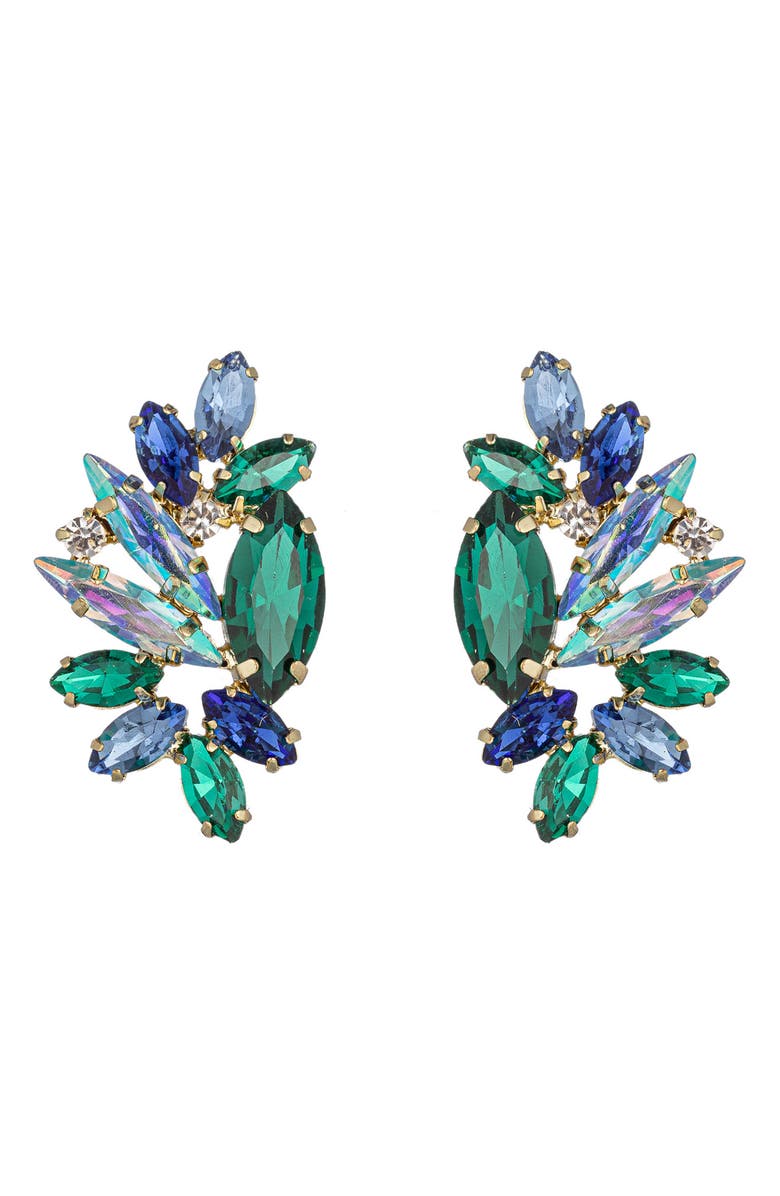 EYE CANDY LOS ANGELES Gold-Tone Gala Statement Earrings, Main, color, Green