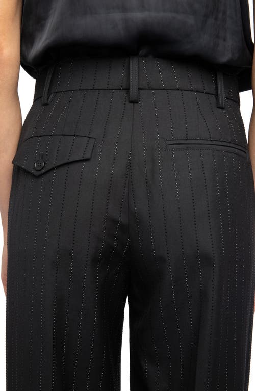 Zadig & Voltaire Crystal Stripe Straight Leg Pants In Black