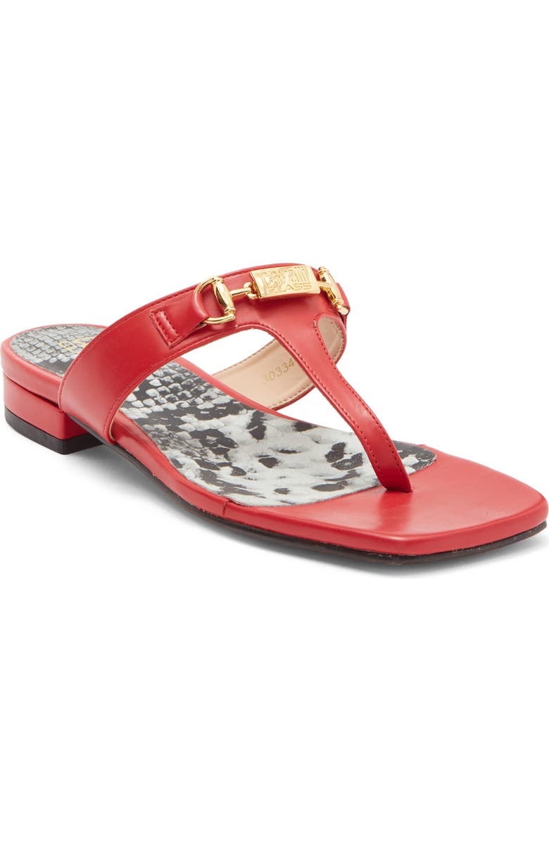 Roberto Cavalli Toe Post Sandal, Main, color, Red