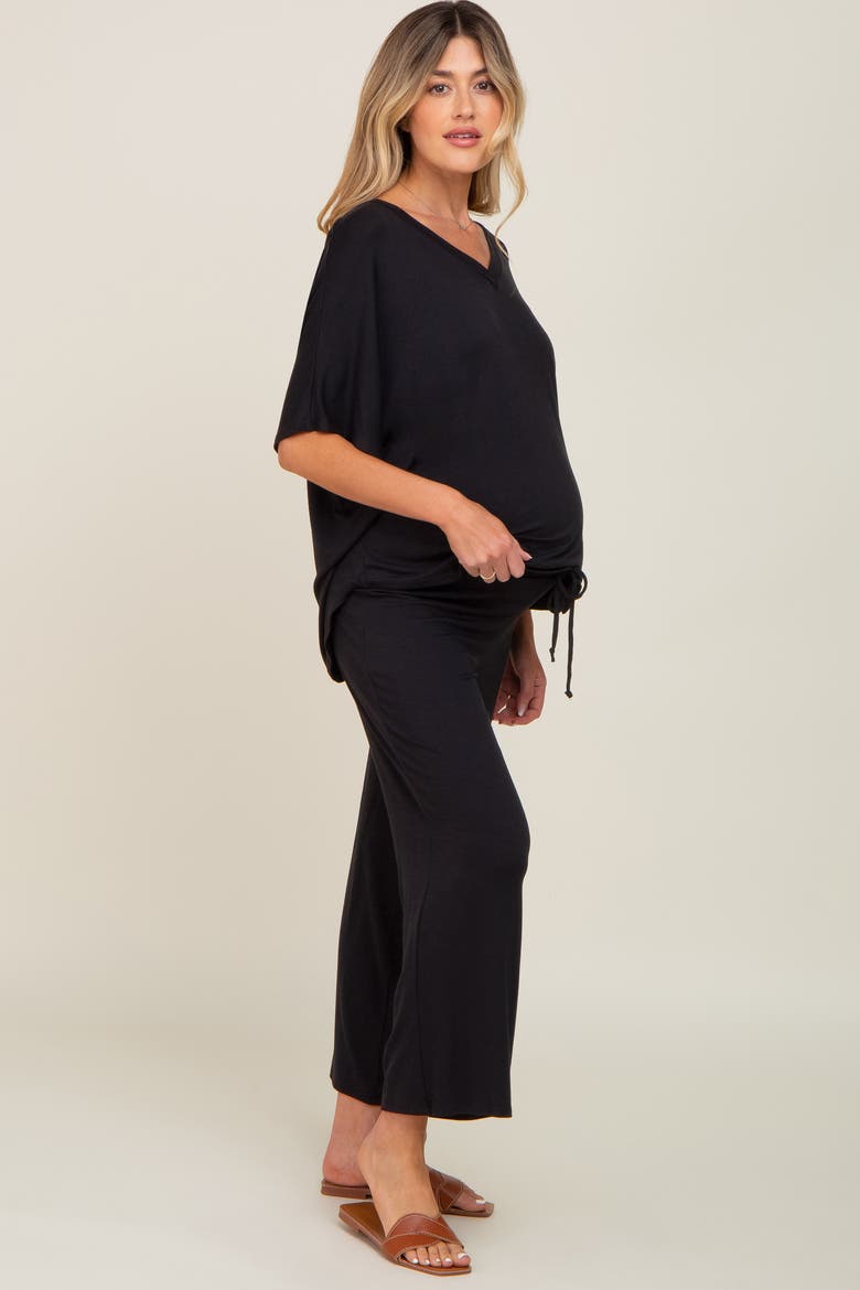 Cropped Pant Maternity Set, Alternate, color, Black