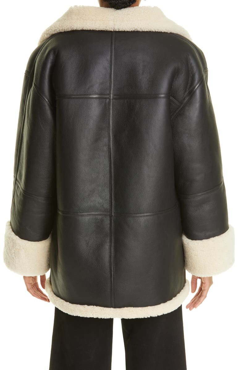 TOTEME Menfi Oversize Genuine Shearling Coat, Alternate, color, Black/Off-White