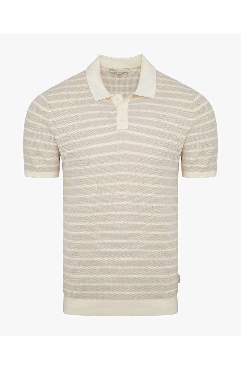 Onia Cotton Textured Knit Polo Tee, Alternate, color, Stone/Egret