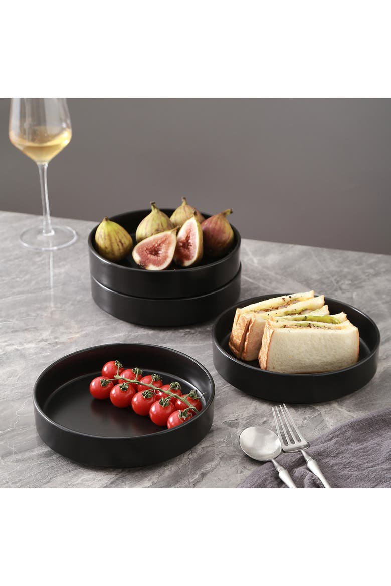 Celina Stoneware 4-Piece Pasta Bowl Set, Alternate, color, Black