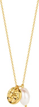 DPT Antwerp Coco Diamond Necklace | 1 natural diamond - 1 freshwater pearl | 925 Sterling Silver | Necklace | 19.5 - 21.5 in | Yellow 18k-Gold Plated