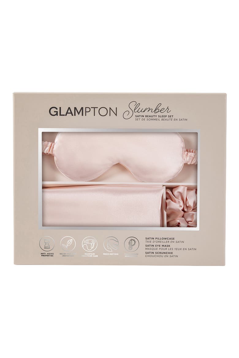 Satin Pillowcase, Scrunchi & Mask Set, Main, color, PINK