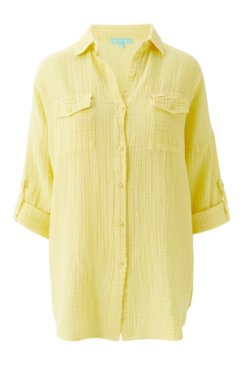 Elena Cotton Gauze Cover-Up Shirt, Alternate, color, YELLOW