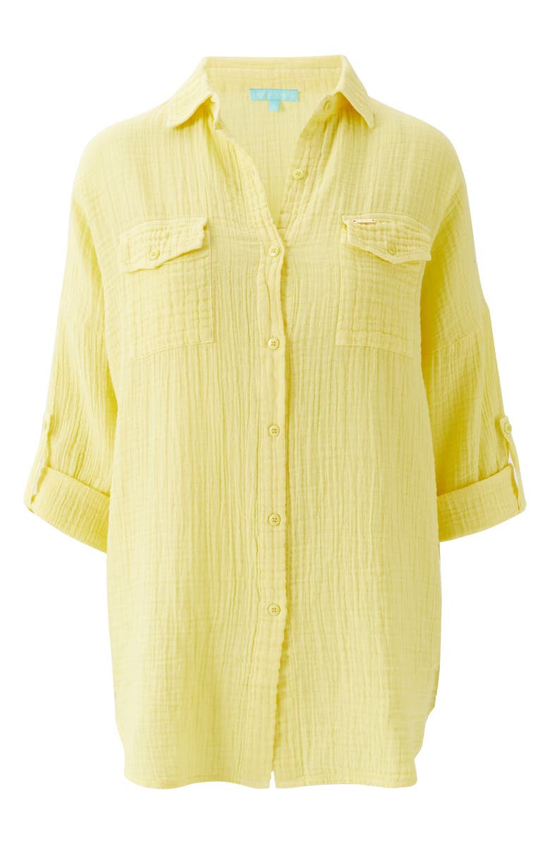 Melissa Odabash Elena Cotton Gauze Cover-Up Shirt, Alternate, color, Yellow