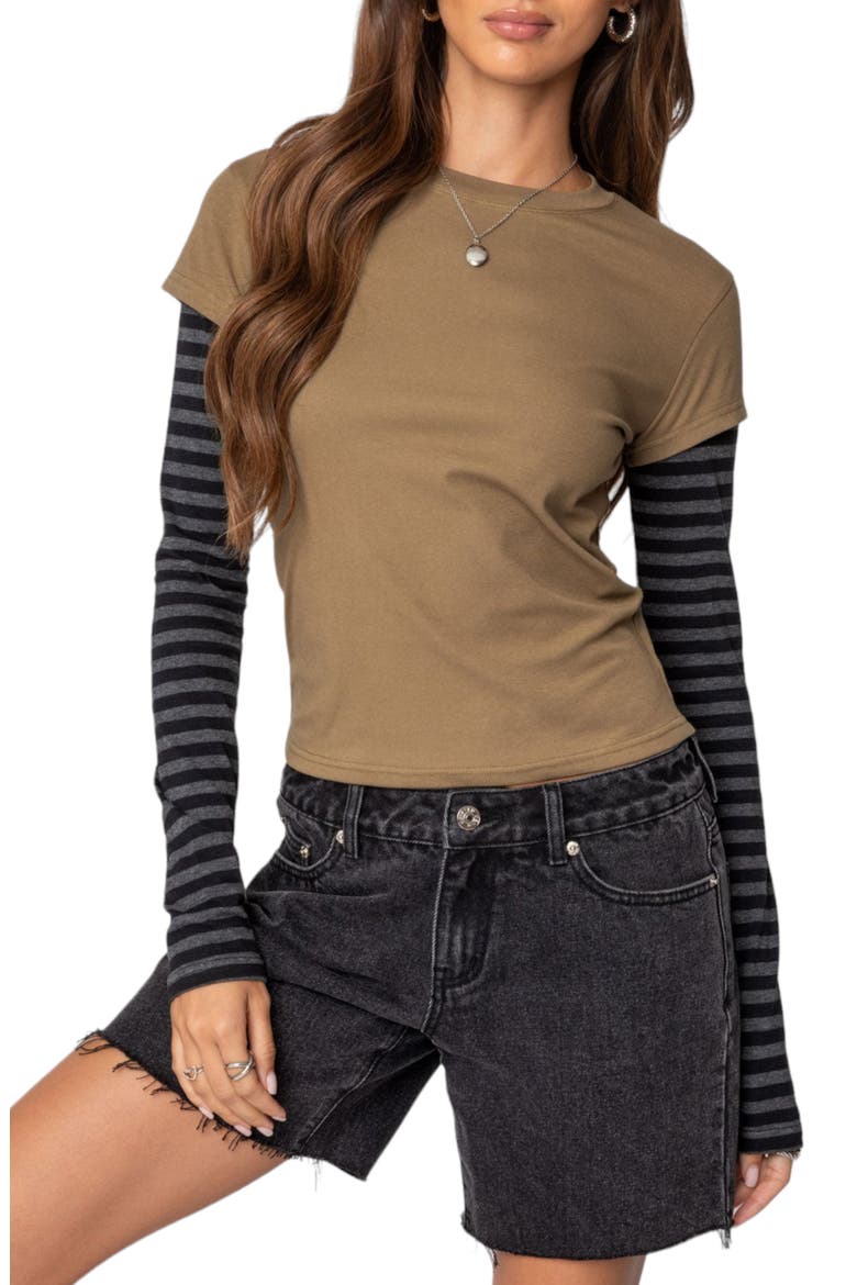 Eliana Layered Long Sleeve T-Shirt, Main, color, OLIVE